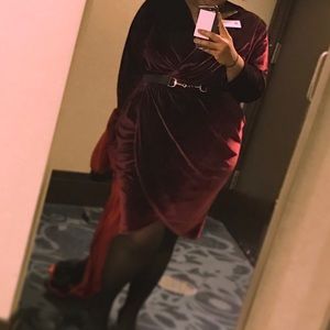 Missguided Burgundy Velvet Wrap Dress
